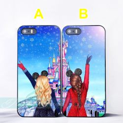 Cartoon Girls Princess Best Friend Couple Cases for iPhone X