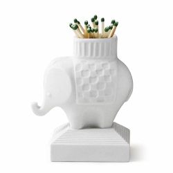 Jonathan Adler White Porcelain Match Strike Elephant