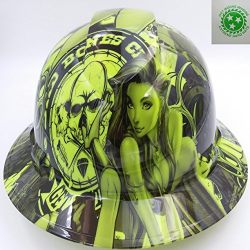 Full Brim Green Bad Bones Hard Hat With Ratcheting Suspension