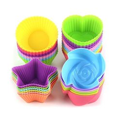 LetGoShop 24-Pcs Reusable Silicone Cake Molds Baking Molds Muffin Cups