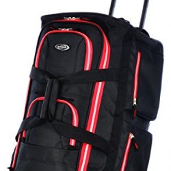Olympia 22" 8 Pocket Rolling Duffel, Black+Red, One Size