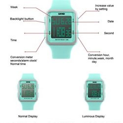 Sport Watch Water Resistant Outdoor Electronic Big Face Silicone Teen Girls