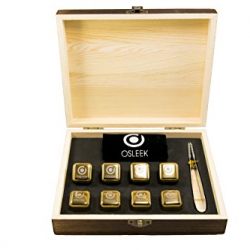 Set of 8 titanium gold plated stainless steel Beverage Chilling rocks