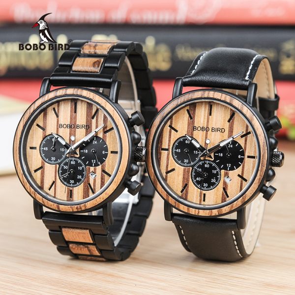 BOBO BIRD V-P09 Wood Watches Men Business Luminous Hands Wristwatch