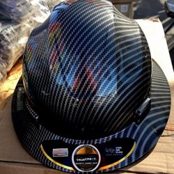 HDPE Hydro Dipped Black Full Brim Hard Hat with Fas-trac Suspension