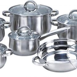 Heim Concept 12-Piece Induction Ready Stainless Steel Cookware Sets with Glass Lid