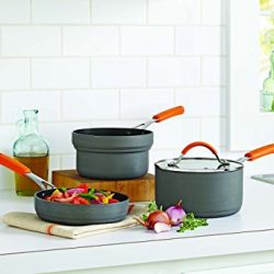Allrecipes Hard Anodized Stackable Sauce and Fry Pan Set, Nonstick