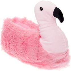 Silver Lilly Flamingo Slippers - Plush Animal Slippers w/Memory Foam Support by (Pink, Medium)