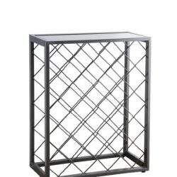Mango Steam 32 Bottle Wine Rack with Glass Table Top, Pewter
