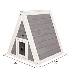 Petsfit Triangle Wooden Cat House with Back Escape Door