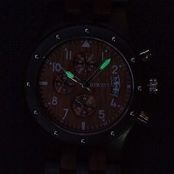 Bewell Men's Quartz Watch with Lightweight Wood Band
