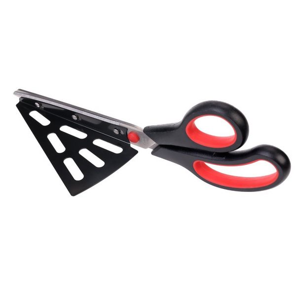 Stainless Steel Pizza Scissors, Replace Your Pizza Cutter, Sharp Scissors Let You Easily Taste Serves Hot Pizza (Black - Red)