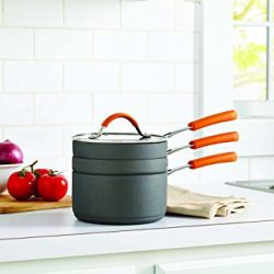 Allrecipes Hard Anodized Stackable Sauce and Fry Pan Set, Nonstick