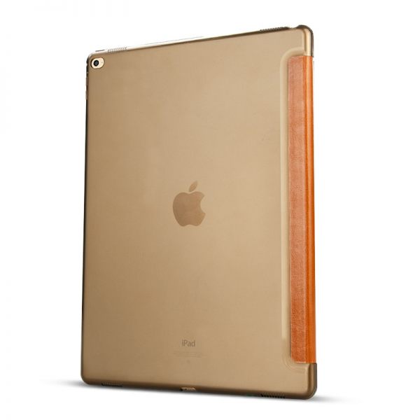 Jisoncase Flip Case for iPad Pro 12.9 PU Leather Transparent Tablet Folio Smart Cover