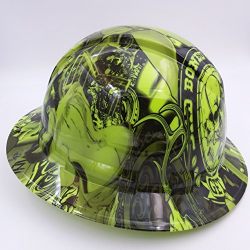 Full Brim Green Bad Bones Hard Hat With Ratcheting Suspension