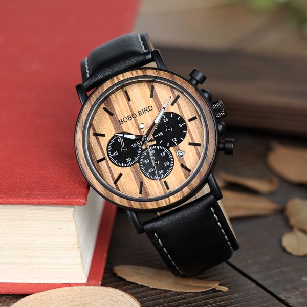 BOBO BIRD V-P09 Wood Watches Men Business Luminous Hands Wristwatch