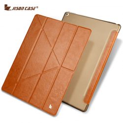 Jisoncase Flip Case for iPad Pro 12.9 PU Leather Transparent Tablet Folio Smart Cover