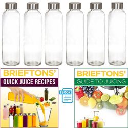 Brieftons Glass Water Bottles: 6 Pack