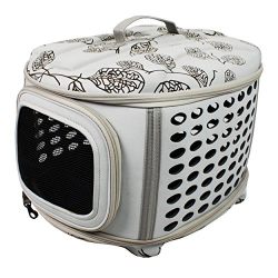 Iconic Pet Deluxe Retreat Foldable Pet House, Light Grey Printing