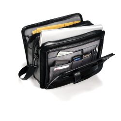 Samsonite Leather Expandable Briefcase, Black