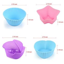 LetGoShop 24-Pcs Reusable Silicone Cake Molds Baking Molds Muffin Cups