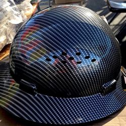 HDPE Hydro Dipped Black Full Brim Hard Hat with Fas-trac Suspension