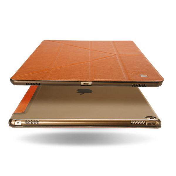 Jisoncase Flip Case for iPad Pro 12.9 PU Leather Transparent Tablet Folio Smart Cover