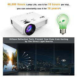 DR.J (Upgraded) 1800Lumens 4Inch Mini Projector with 170 Inch Display