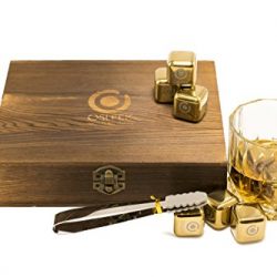 Set of 8 titanium gold plated stainless steel Beverage Chilling rocks