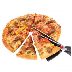Stainless Steel Pizza Scissors, Replace Your Pizza Cutter, Sharp Scissors Let You Easily Taste Serves Hot Pizza (Black - Red)