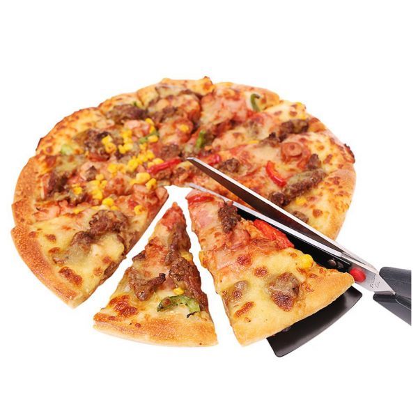 Stainless Steel Pizza Scissors, Replace Your Pizza Cutter, Sharp Scissors Let You Easily Taste Serves Hot Pizza (Black - Red)