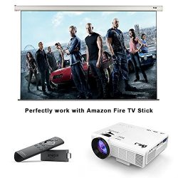 DR.J (Upgraded) 1800Lumens 4Inch Mini Projector with 170 Inch Display