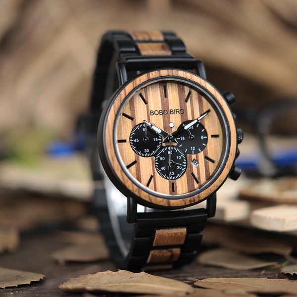 BOBO BIRD V-P09 Wood Watches Men Business Luminous Hands Wristwatch