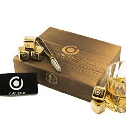 Set of 8 titanium gold plated stainless steel Beverage Chilling rocks