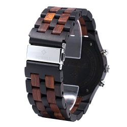 Bewell Men's Quartz Watch with Lightweight Wood Band