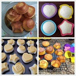 LetGoShop 24-Pcs Reusable Silicone Cake Molds Baking Molds Muffin Cups