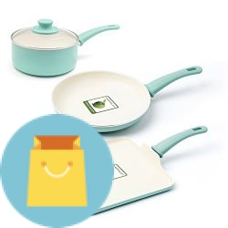 GreenLife Soft Grip Ceramic Non-Stick Cookware, 4pc Set, Turquoise