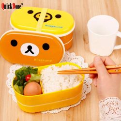 QuickDone Rilakkuma 2-Layer Lunch Box - Cute Cartoon Bento Container
