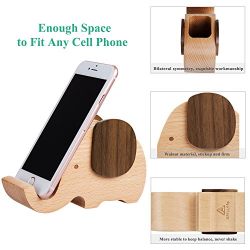 Wooden Elephant Phone Stand with Pen&Pencil Holder