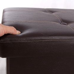 SONGMICS 43" Faux Leather Folding Storage Ottoman Bench, Storage Chest / Footrest / Padded Seat