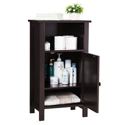 Bathroom Floor Storage Cabinet Adjustable Shelf Espresso