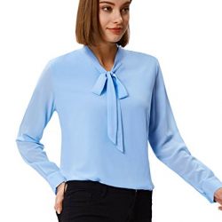 Grace Karin Women Stylish Workwear Blouses Tops Plus Size XXL Light Blue