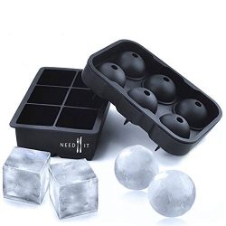 Ice Cube Trays by NeedIt and Perfect Sphere Ice Molds Set of 2