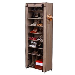 10-Tier Shoe Tower Rack with Cover 27-Pair Space Saving Shoe Storage Organizer Moch