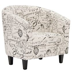 Modern Contemporary Upholstered Barrel Accent Chair w/ Ottoman