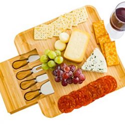 Charcuterie Platter and Serving Meat Board with Slide-out Drawer