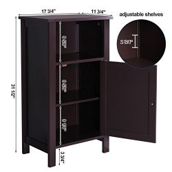 Bathroom Floor Storage Cabinet Adjustable Shelf Espresso