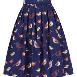 GRACE KARIN Pleated Swing Skirt For Women A Line Midi Length Size M