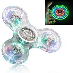 Fidget Spinner, Clear Fidget Toy, Crystal Led Light Rainbow Toy Finger
