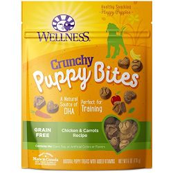 Wellness Crunchy Puppy Bites Natural Grain Free Puppy Training Treats, Chicken & Carrots, 6-Ounce Bag